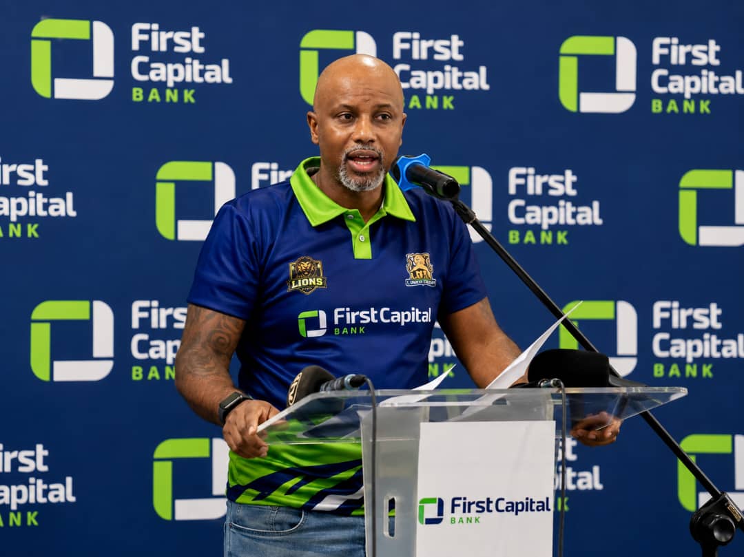 Lesego Osman speaking at a First Capital Bank media moment.