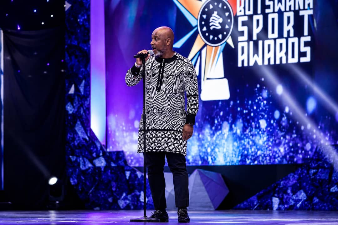 Lesego Osman on stage at the Botswana Sport Awards.